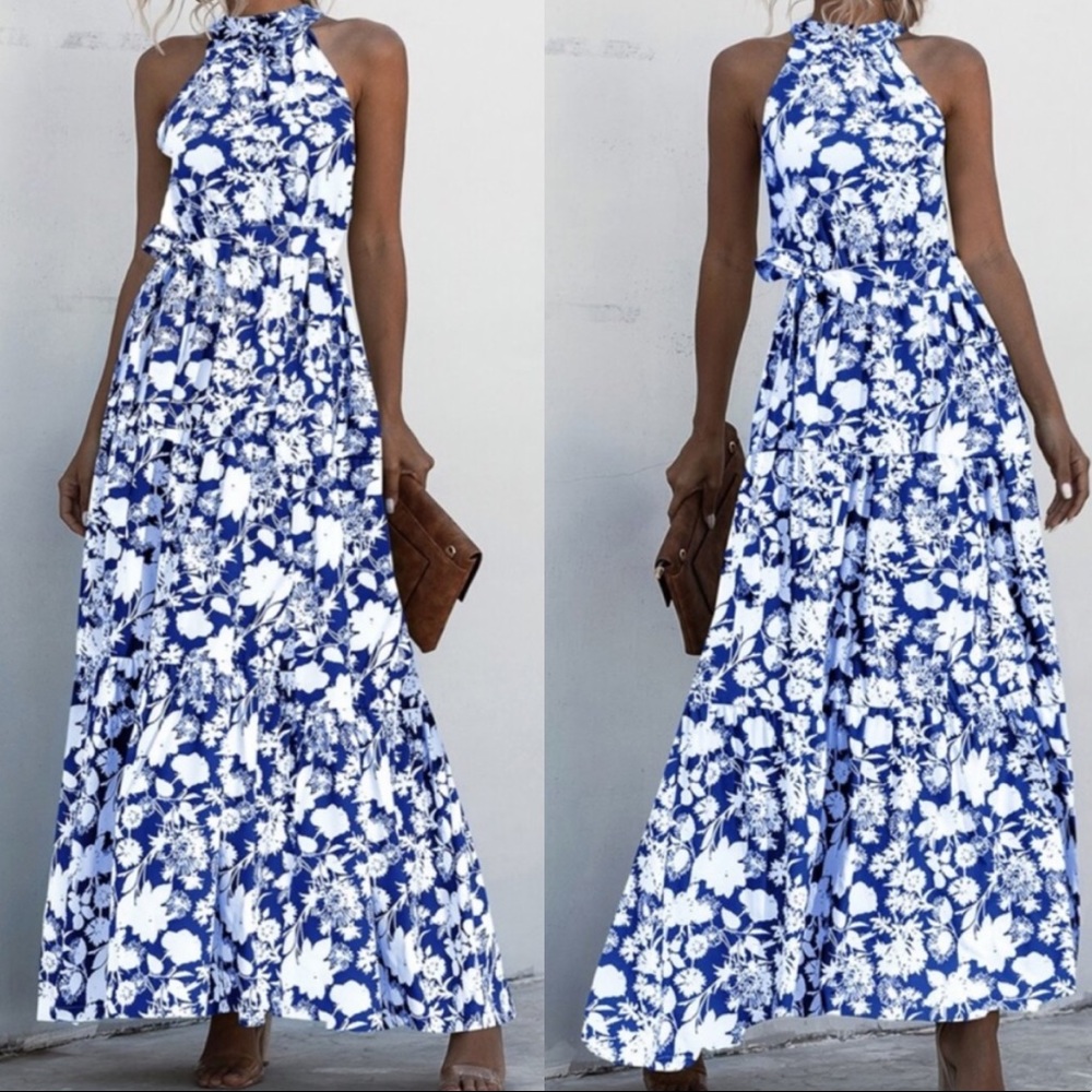 Boho floral halter maxi dress - Picture 2 of 10